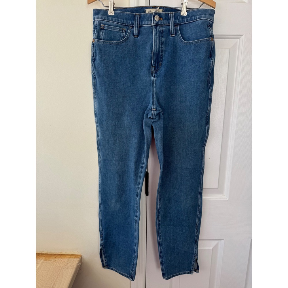 Madewell 11 Roadtripper Jeans Womens 29 Blue High Rise Split Hem Straight Leg